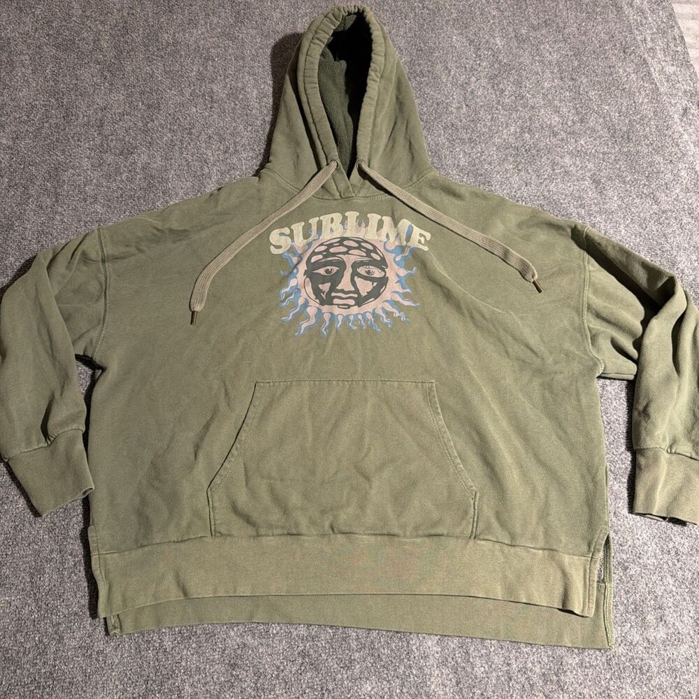 Vtg American Eagle Sublime Hoodie Mens Small Green Pullover Drawstring Y2K